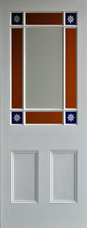 Primed Victorian Parlour Door with Starburst Corners