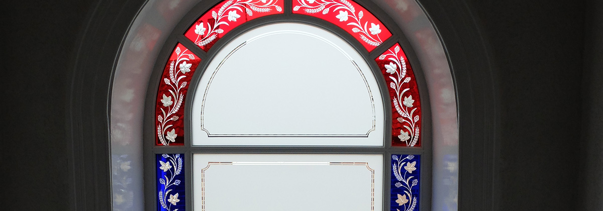 Arched Glass Window - stained glass appearance